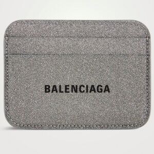 balenciaga card holder in silver sparkling fabric